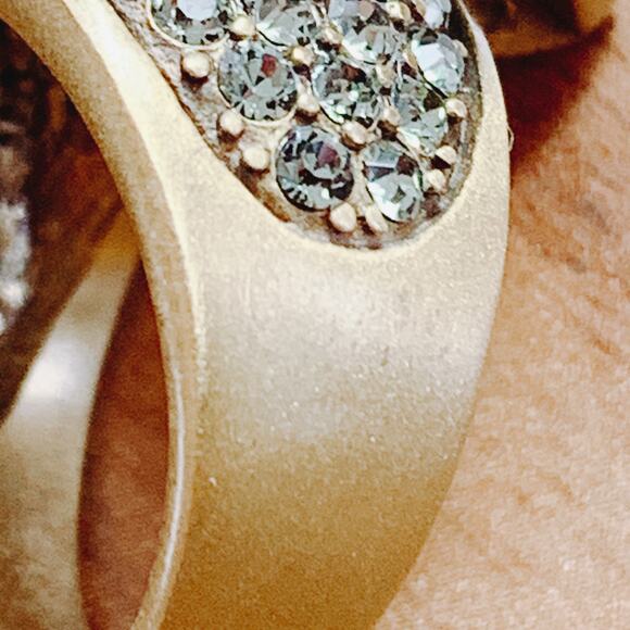 Signed Heidi Daus Gold Tone Floral Flower Rhinestone Cocktail Ring 6.75 Vintage - Picture 16 of 16